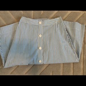 BLUE & WHITE BUTTON DOWN A-LINE MIDI SKIRT 🌿